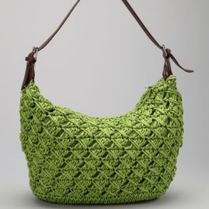 NWT Straw Studios, Green lined Straw bag